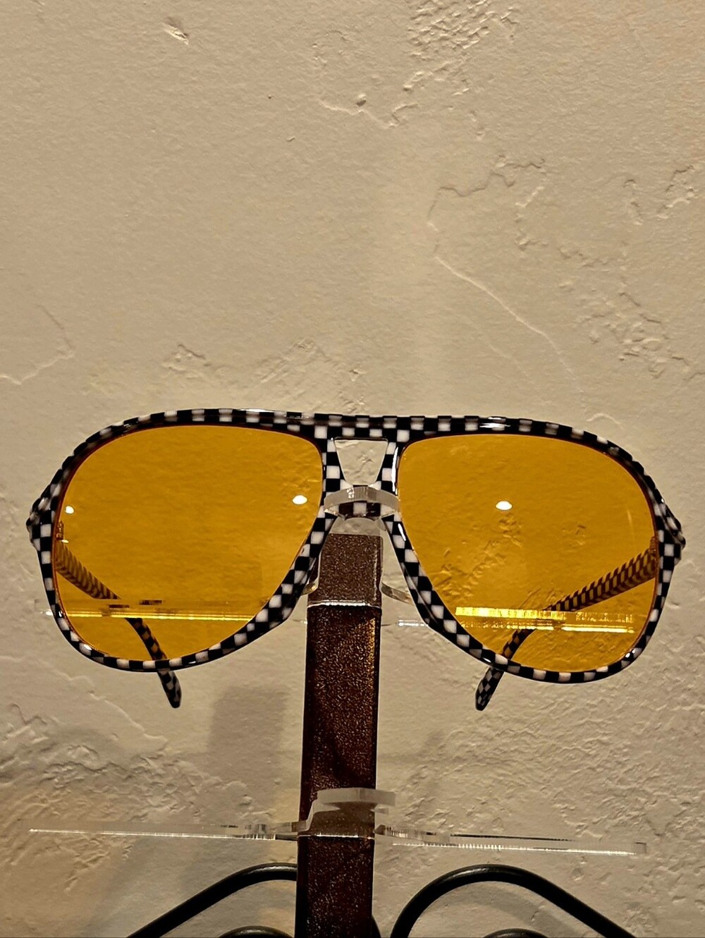 LIKE NEW Vans Seek Shades Checkerboard Aviator With Amber Lens UV400 Protection